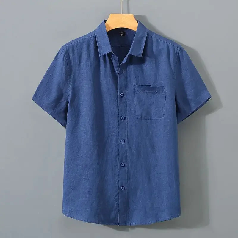 Summer Linen Shirt Men's Short Sleeves Thin Loose-fit Chinese Style Japanese Vintage Casual Cotton Linen Shirt