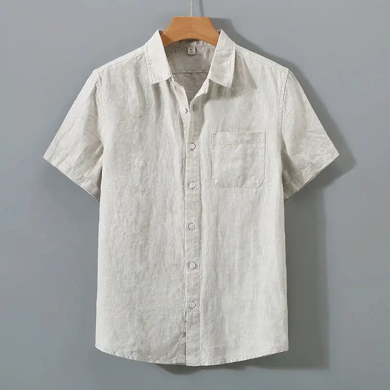 Summer Linen Shirt Men's Short Sleeves Thin Loose-fit Chinese Style Japanese Vintage Casual Cotton Linen Shirt