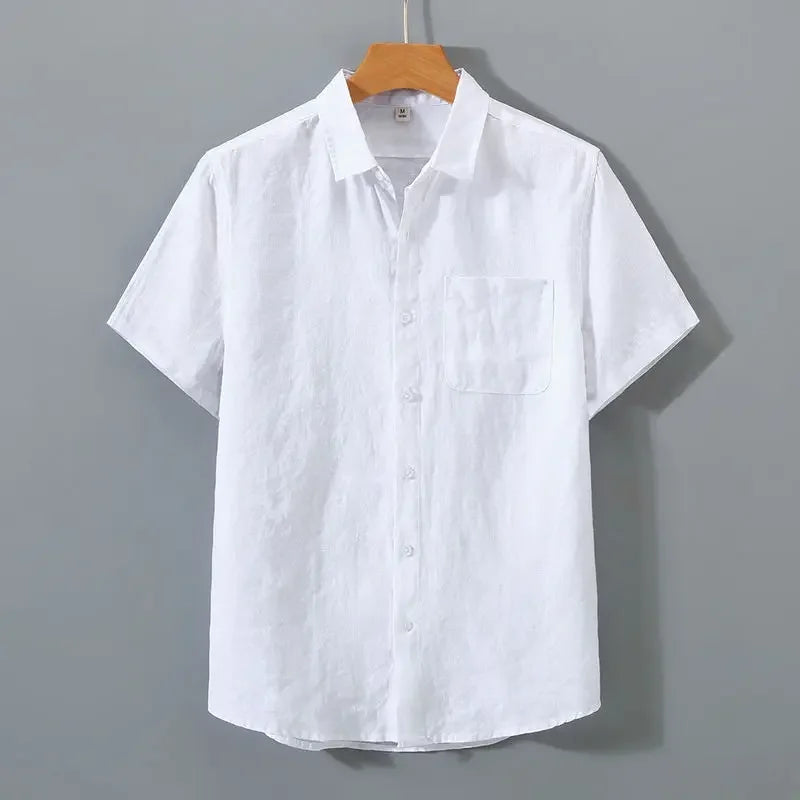 Summer Linen Shirt Men's Short Sleeves Thin Loose-fit Chinese Style Japanese Vintage Casual Cotton Linen Shirt