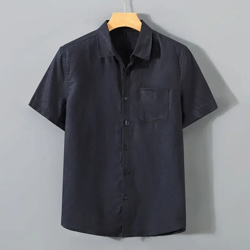 Summer Linen Shirt Men's Short Sleeves Thin Loose-fit Chinese Style Japanese Vintage Casual Cotton Linen Shirt