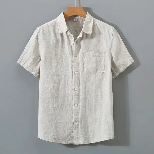 Summer Linen Shirt Men's Short Sleeves Thin Loose-fit Chinese Style Japanese Vintage Casual Cotton Linen Shirt