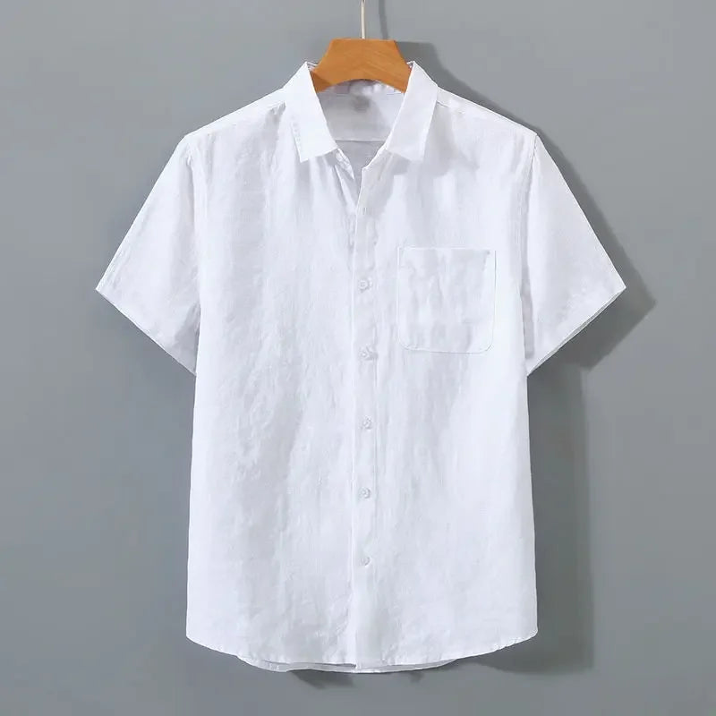 Summer Linen Shirt Men's Short Sleeves Thin Loose-fit Chinese Style Japanese Vintage Casual Cotton Linen Shirt