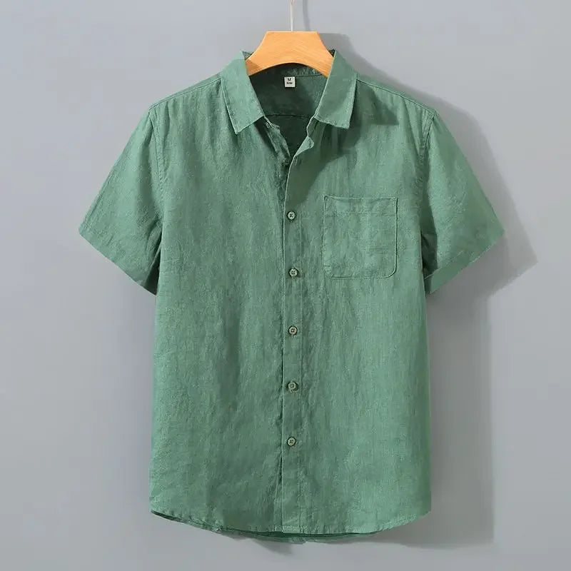 Summer Linen Shirt Men's Short Sleeves Thin Loose-fit Chinese Style Japanese Vintage Casual Cotton Linen Shirt