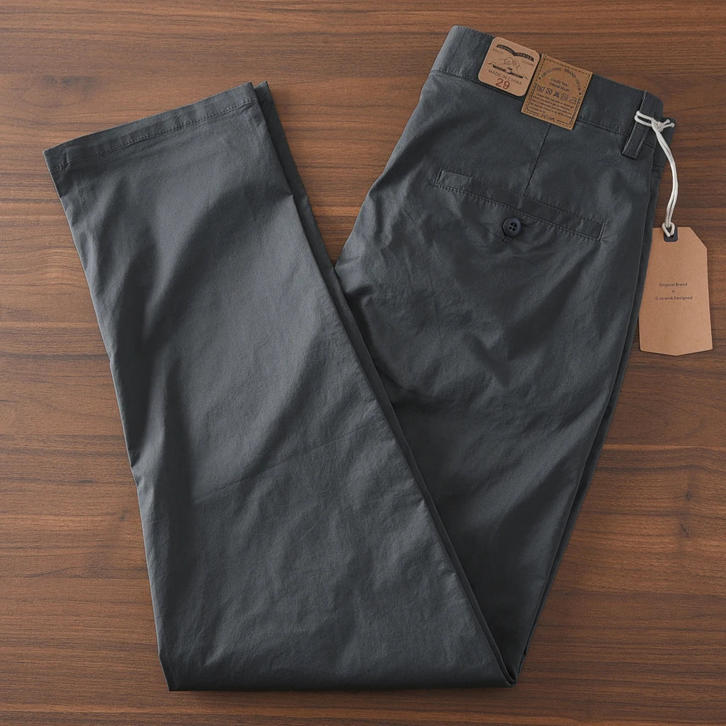 2025 Summer New American Retro Thin Micro Elasticity Casual Pants Men's Simple 97% Cotton Slim CHINO Business Straight Trousers